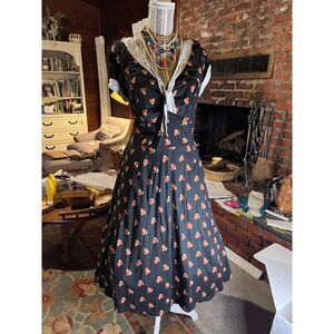 Unique Vintage Fox Print Swing Dress Size OX Gwynnie Bee